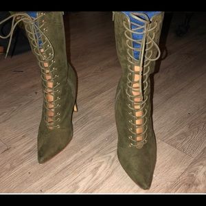 Olive green heel boots